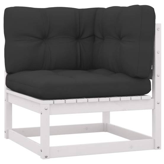Helloshop26 - Salon de jardin meuble d'extérieur ensemble de mobilier 14 pièces avec coussins blanc bois de pin massif - Imagen 3