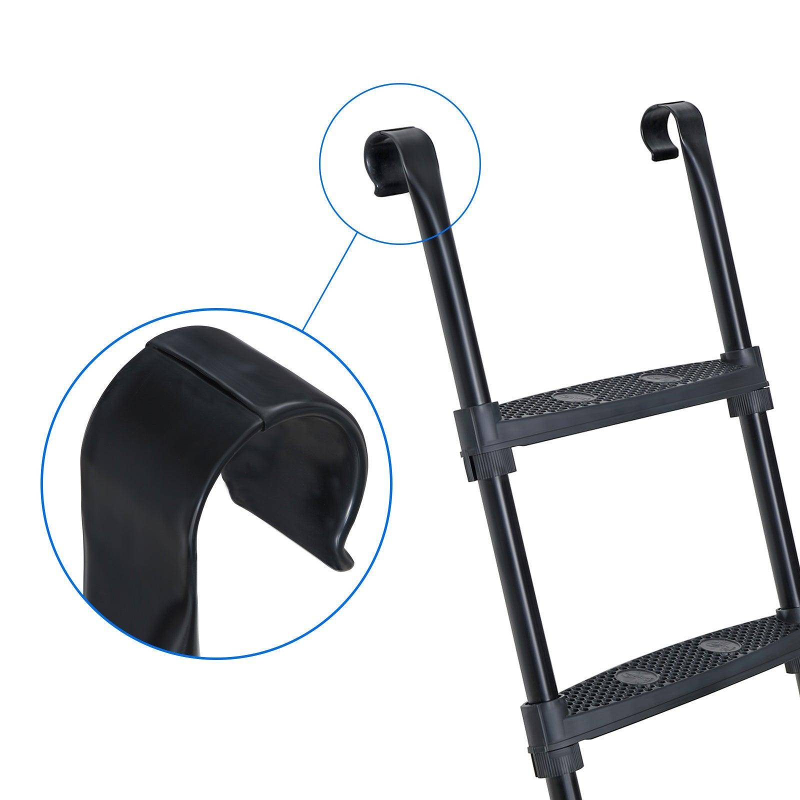 Helloshop26 - Échelle de trampoline antidérapante hauteur 76 cm avec cadre métallique et larges marches noir - Imagen 3