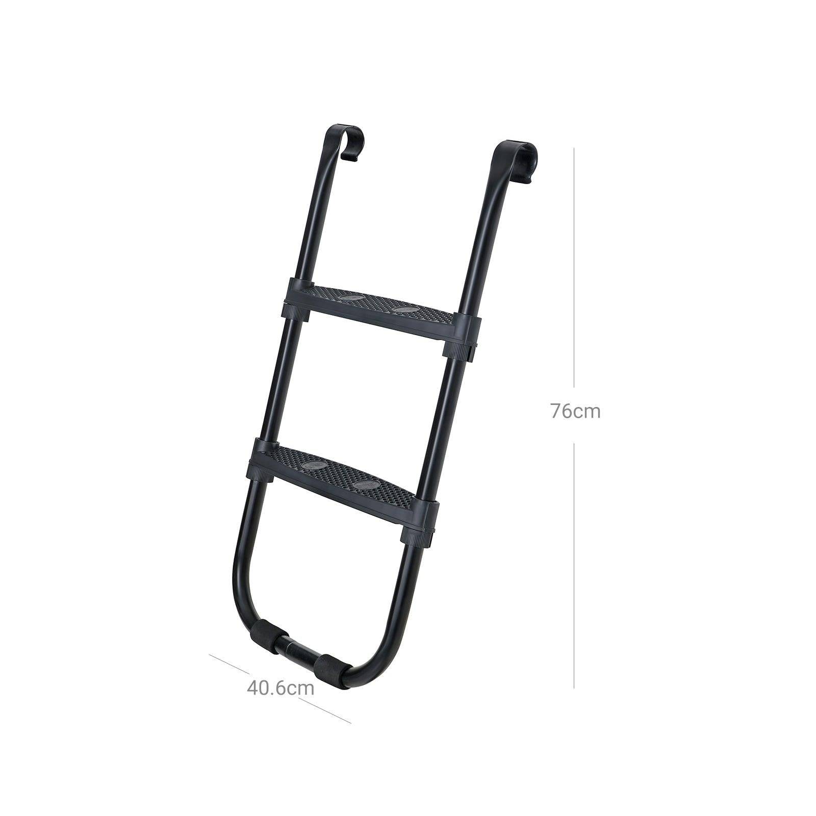 Helloshop26 - Échelle de trampoline antidérapante hauteur 76 cm avec cadre métallique et larges marches noir - Imagen 4