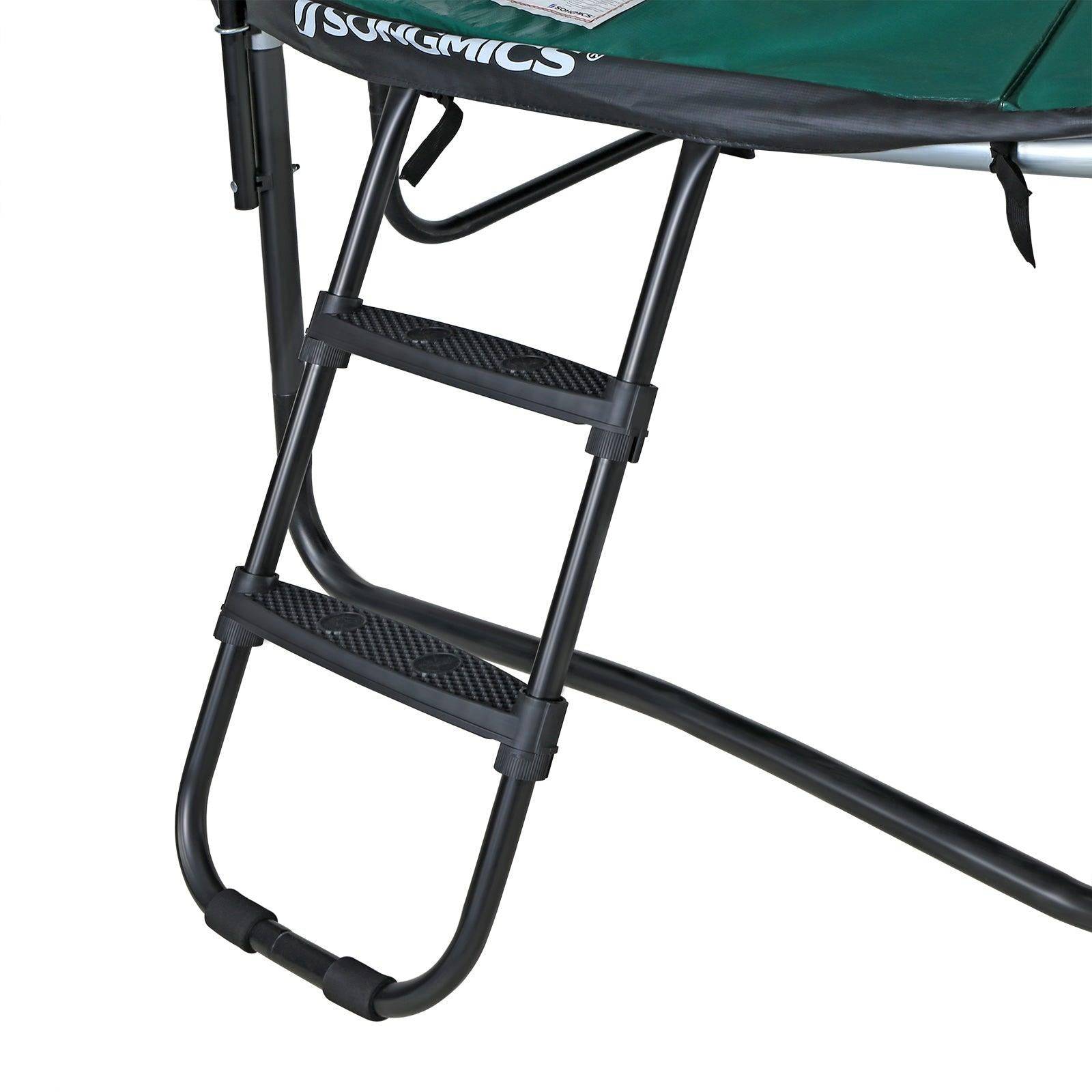 Helloshop26 - Échelle de trampoline antidérapante hauteur 76 cm avec cadre métallique et larges marches noir - Imagen 2
