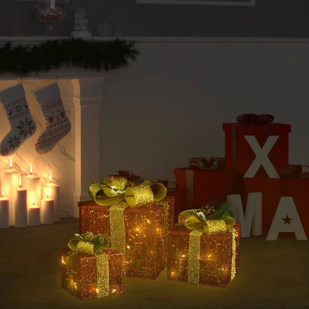 3 pcs Boîtes-cadeaux de Noël décoratives - Décoration Pour Noël Extérieur Intérieur-JU11973 - Image 2