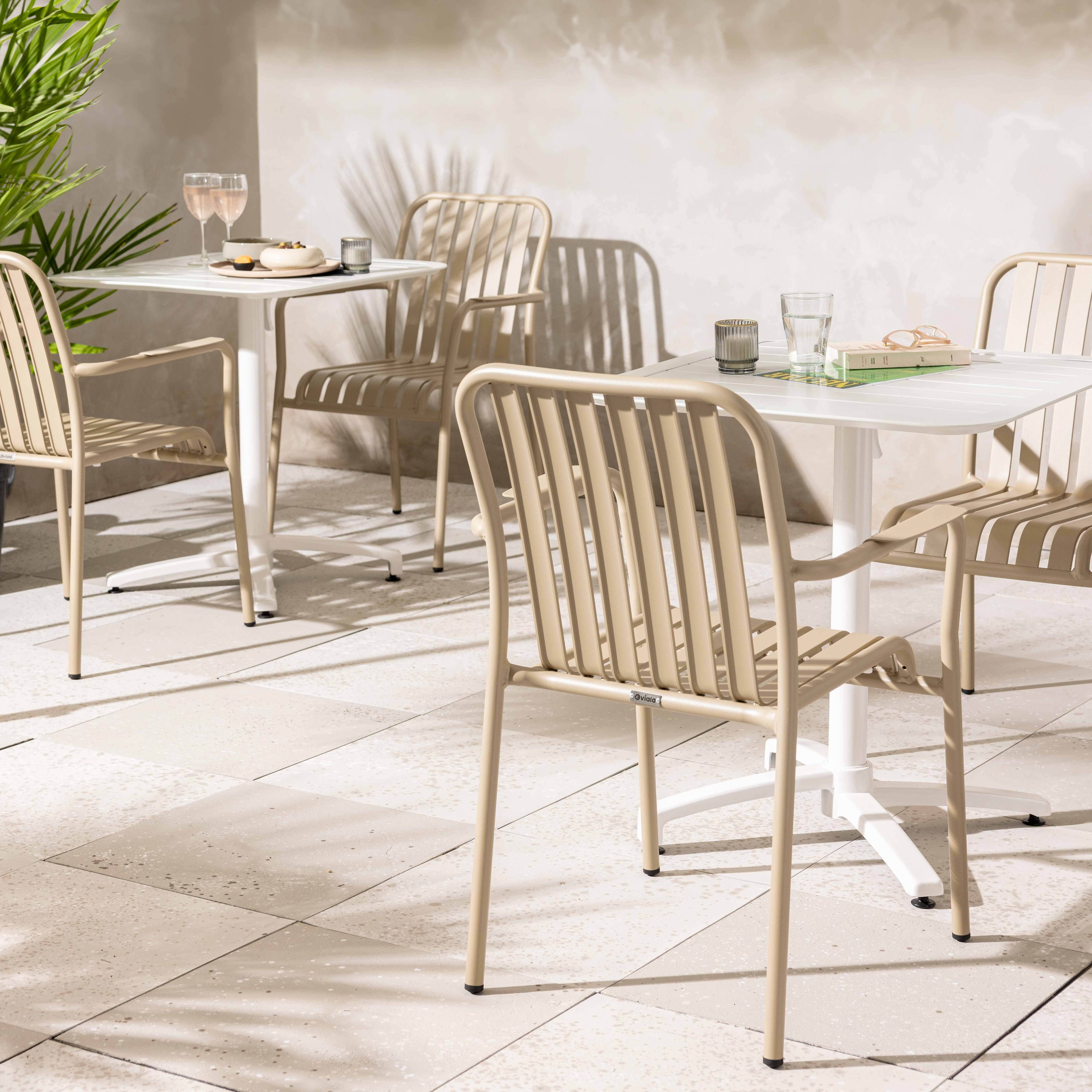 Oviala - Chaise de terrasse avec accoudoirs en aluminium taupe Faro - Oviala - Imagen 4