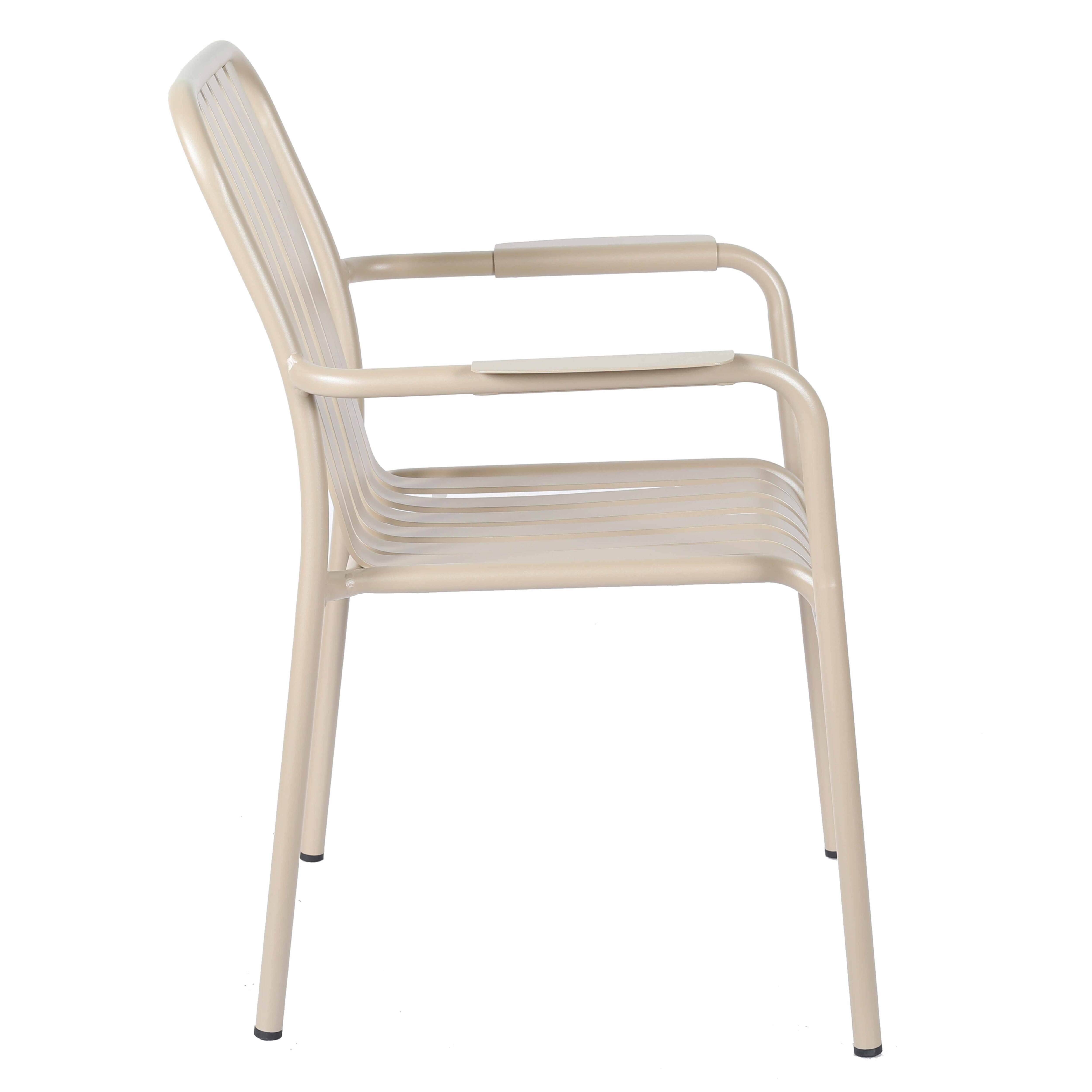 Oviala - Chaise de terrasse avec accoudoirs en aluminium taupe Faro - Oviala - Imagen 5