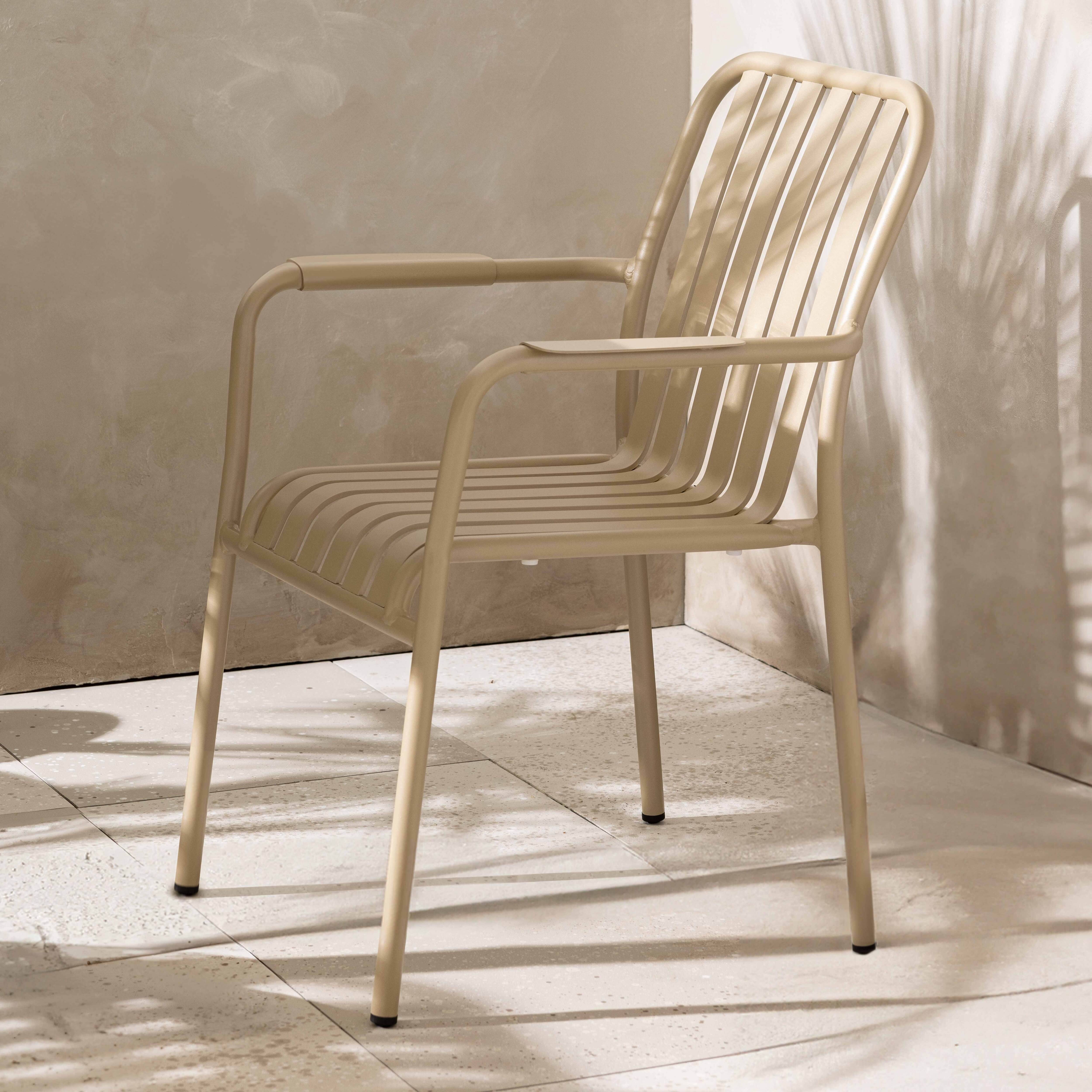 Oviala - Chaise de terrasse avec accoudoirs en aluminium taupe Faro - Oviala - Imagen 2