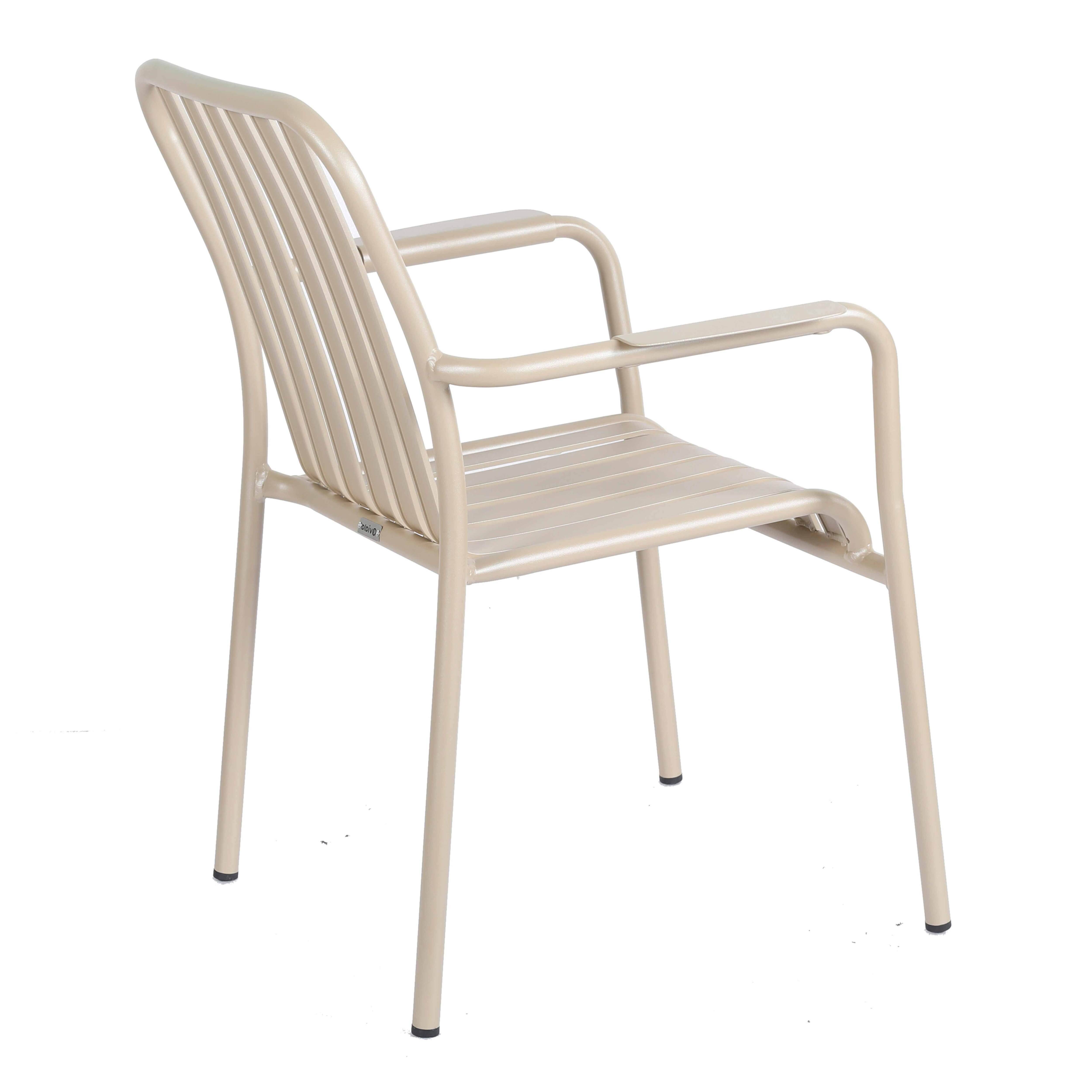 Oviala - Chaise de terrasse avec accoudoirs en aluminium taupe Faro - Oviala - Imagen 6