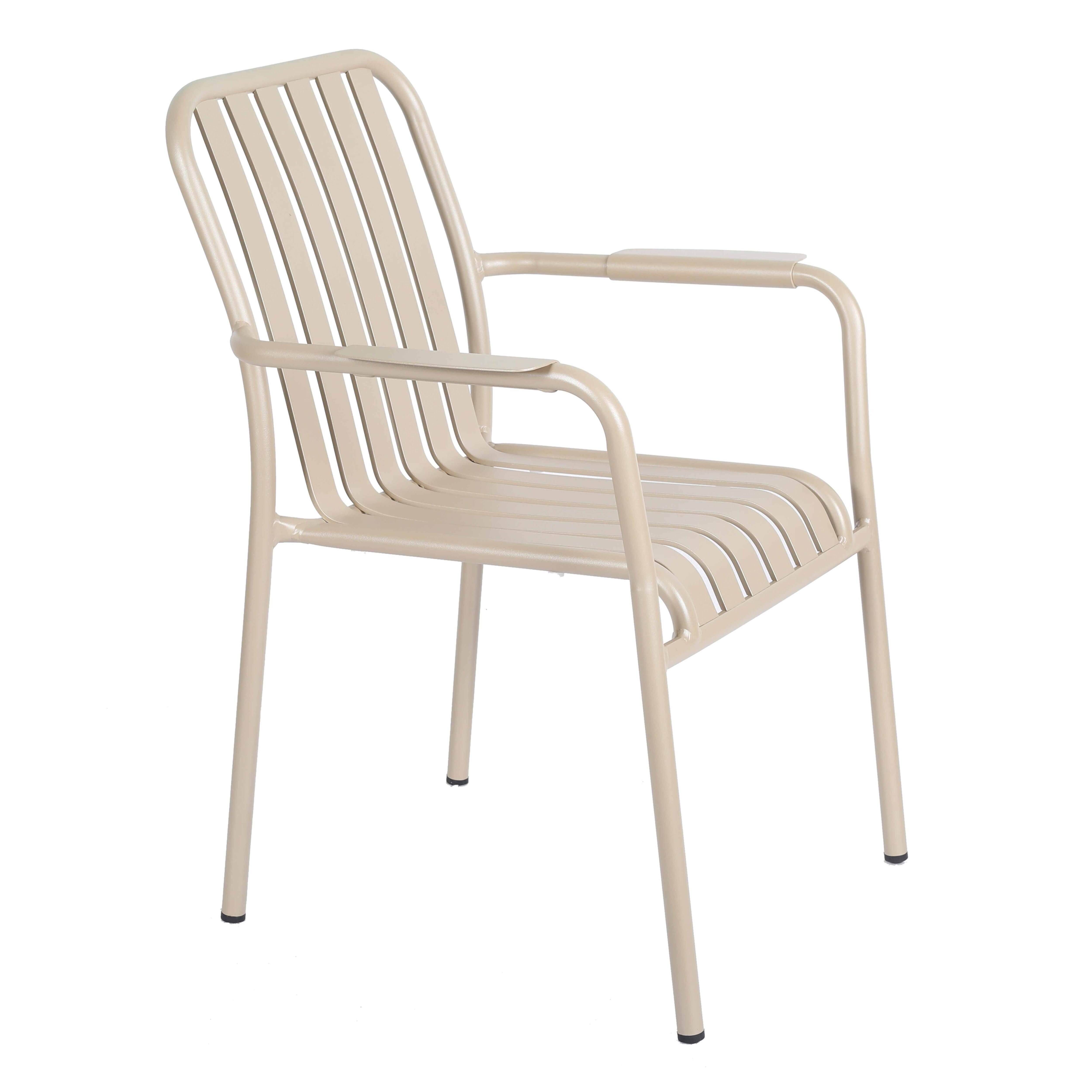Oviala - Chaise de terrasse avec accoudoirs en aluminium taupe Faro - Oviala - Imagen 1