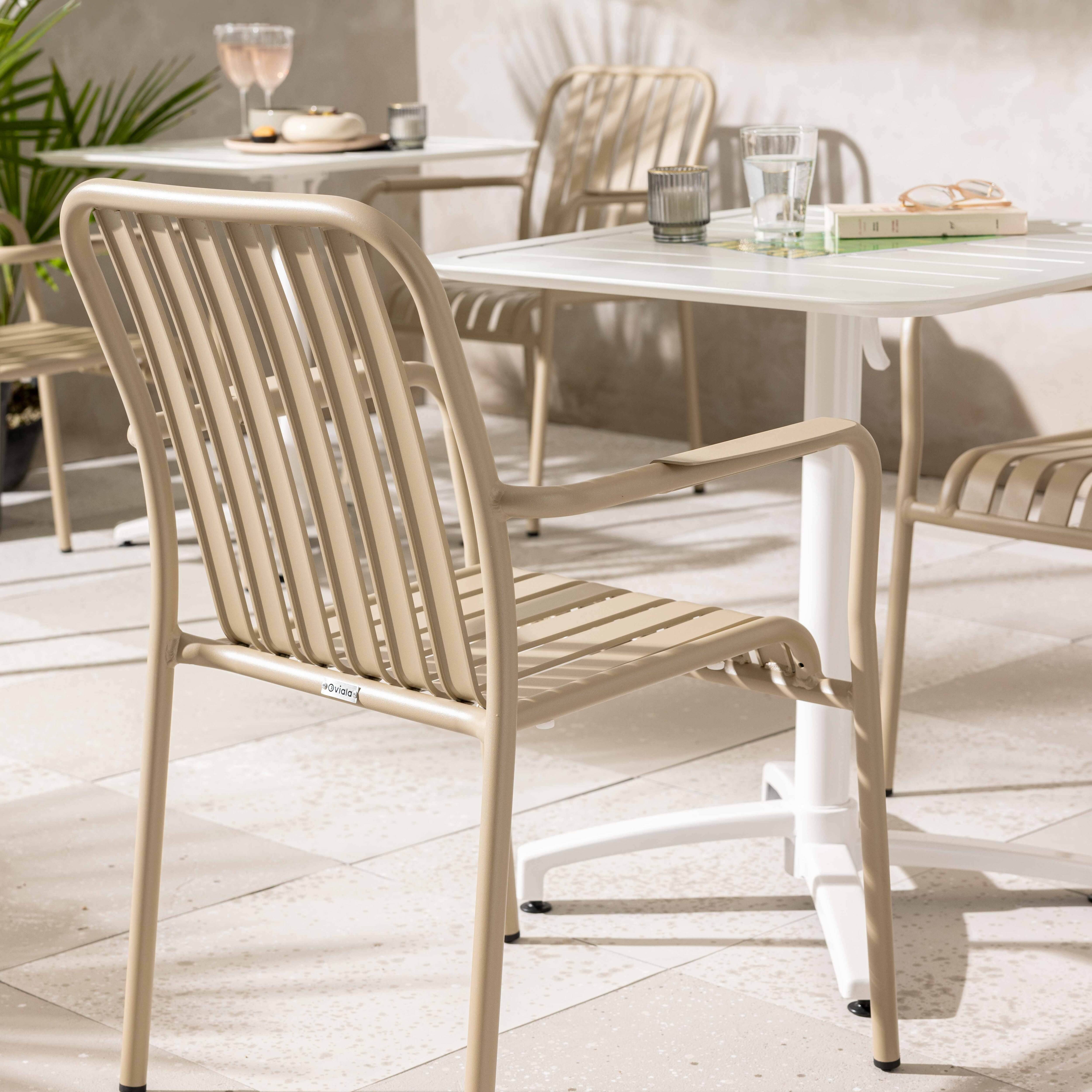 Oviala - Chaise de terrasse avec accoudoirs en aluminium taupe Faro - Oviala - Imagen 3
