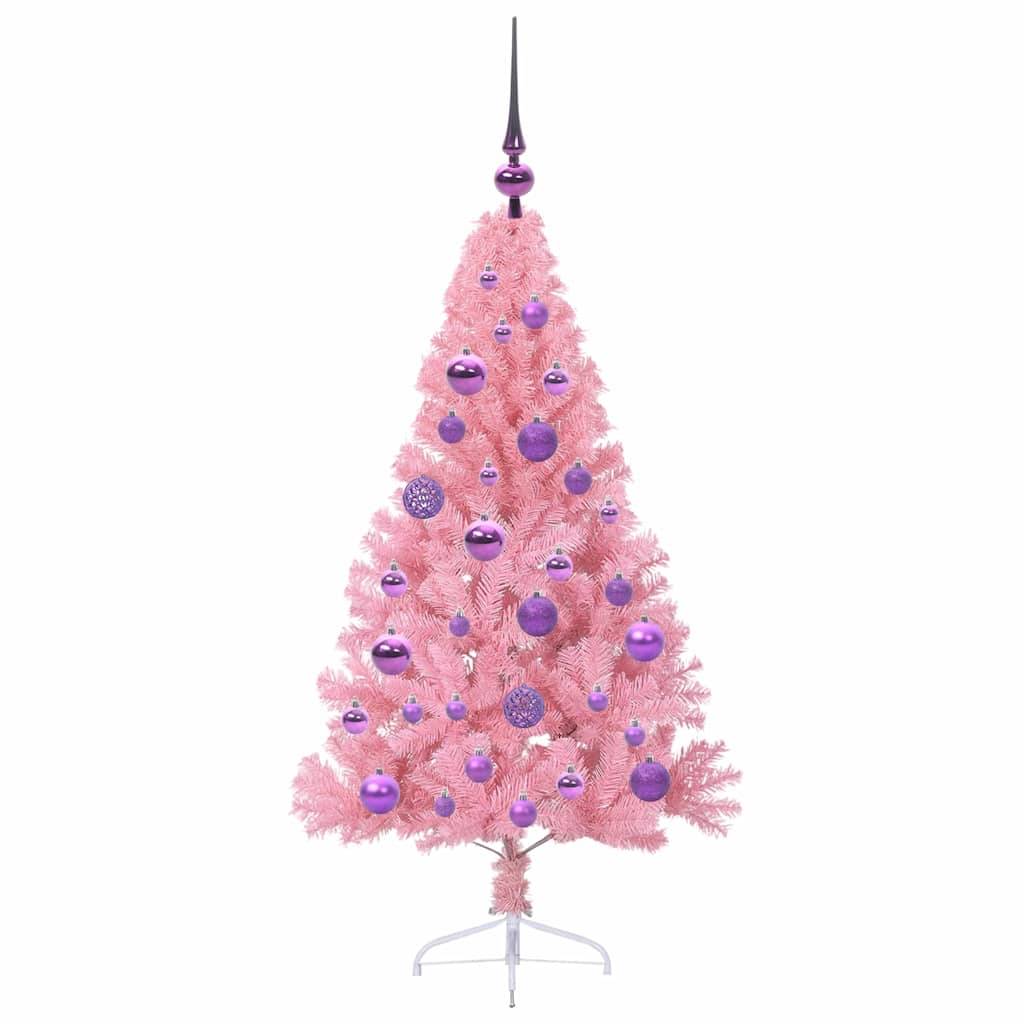 Vidaxl - Sapin de Noël artificiel pré-éclairé Rose 120 cm PVC vidaXL 3397056 - Image 5
