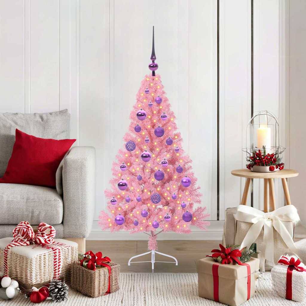 Vidaxl - Sapin de Noël artificiel pré-éclairé Rose 120 cm PVC vidaXL 3397056 - Image 1