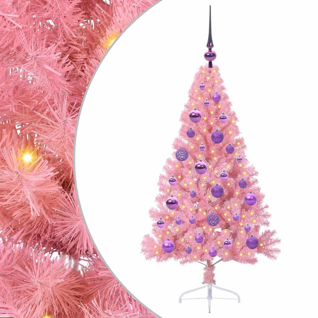 Vidaxl - Sapin de Noël artificiel pré-éclairé Rose 120 cm PVC vidaXL 3397056 - Image 2