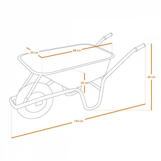 Brouette de jardin, de chantier tout terrain - 75 L - 160 Kg - Acier galvanisé - Linxor - Image 2