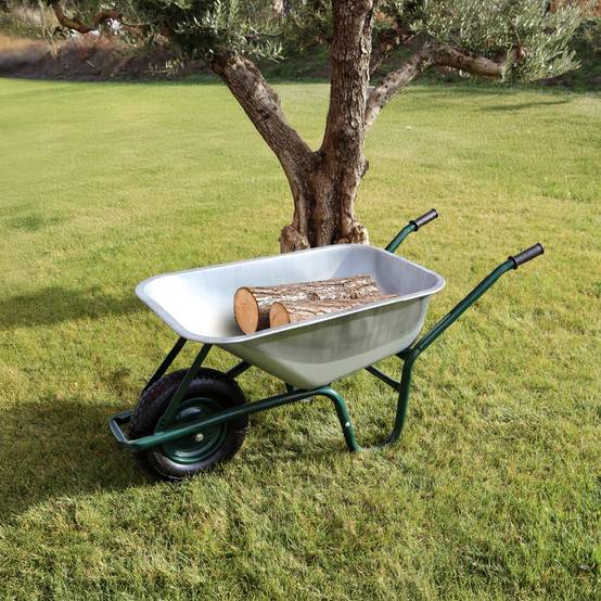 Brouette de jardin, de chantier tout terrain - 75 L - 160 Kg - Acier galvanisé - Linxor - Image 5