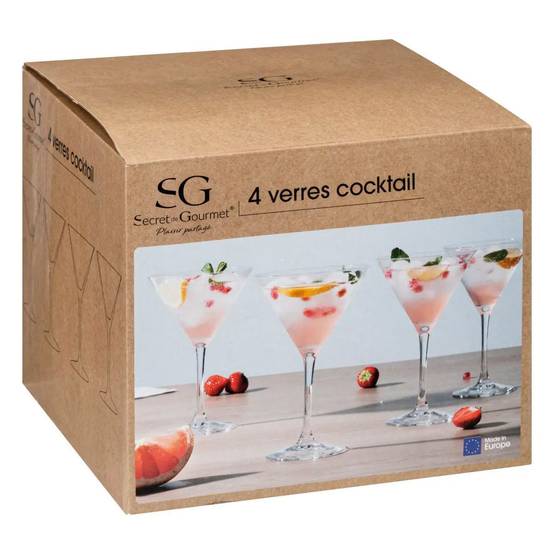 Lot de 4 Verres à Pied "Cocktail" 30cl Transparent - Image 2