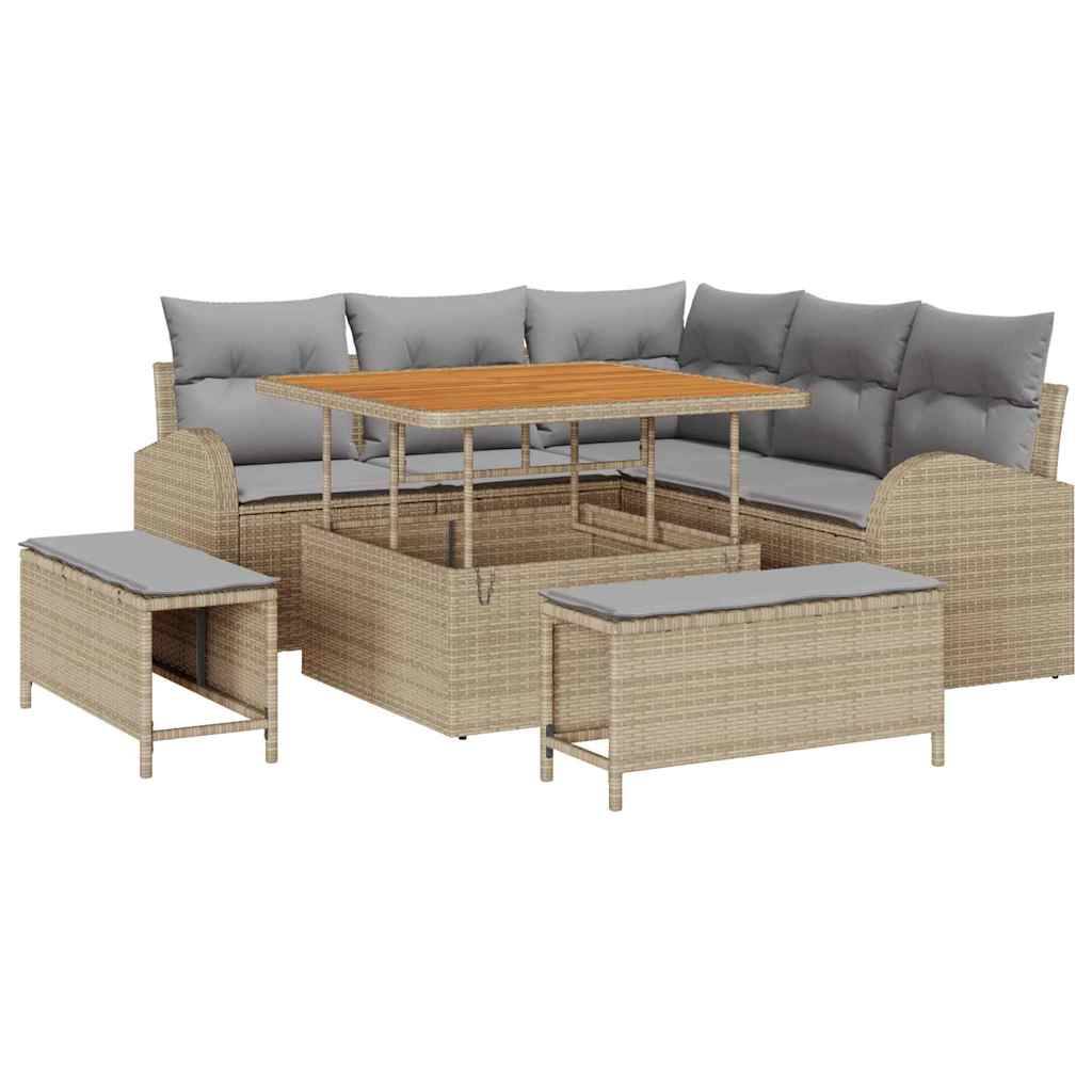 ComfortXL - Salon de Jardin Modulable 8 pcs Poly Rotin Tressé pour Extérieur Terrasse Beige – ComfortXL Outdoor Living - Image 2