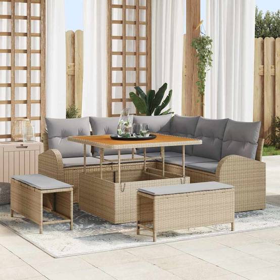 ComfortXL - Salon de Jardin Modulable 8 pcs Poly Rotin Tressé pour Extérieur Terrasse Beige – ComfortXL Outdoor Living - Image 1
