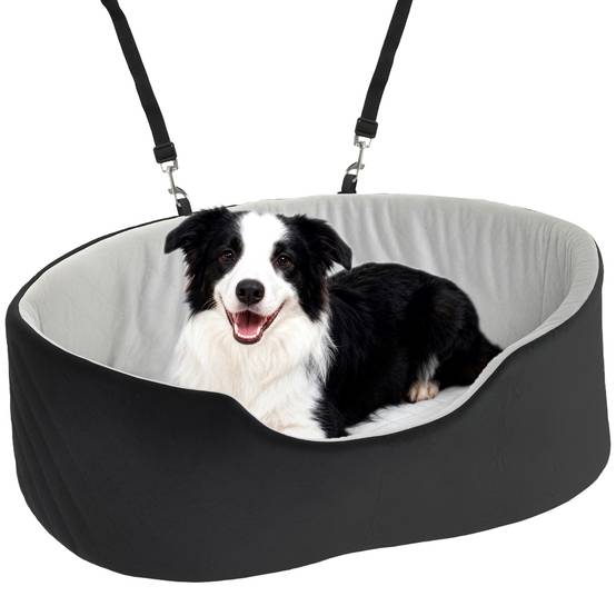 Siège auto pour chiens de petite et moyenne taille jusqu'à 15 kg, avec housse amovible et lavable, base antidérapante, noir. - Image 1