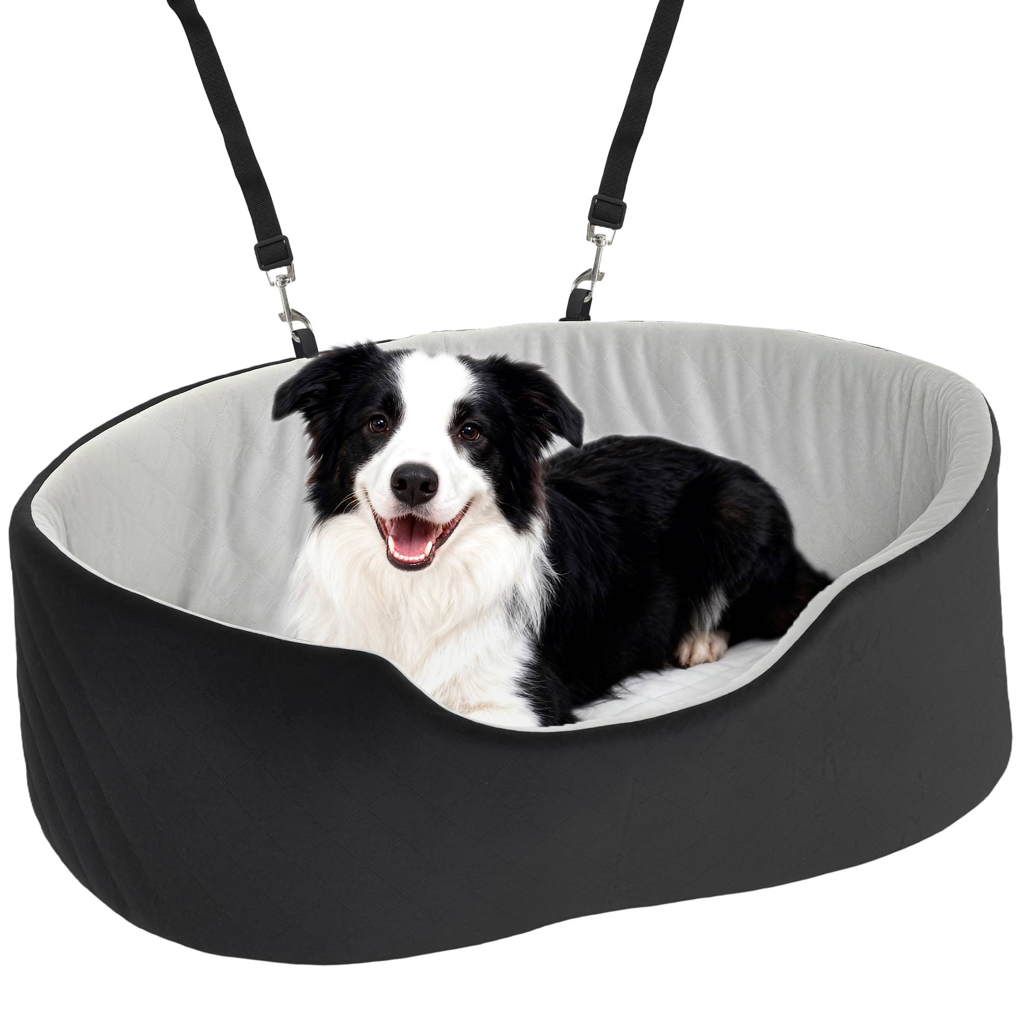 Siège auto pour chiens de petite et moyenne taille jusqu'à 15 kg, avec housse amovible et lavable, base antidérapante, noir. - Image 1