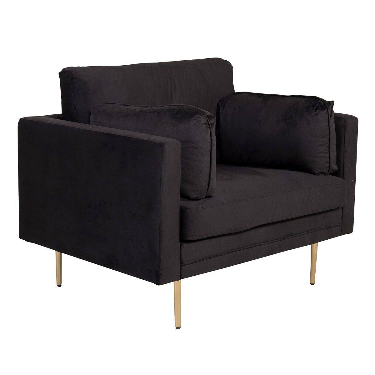 Paris Prix - Fauteuil Design en Velours "Boom" 110cm Noir & Or - Image 2