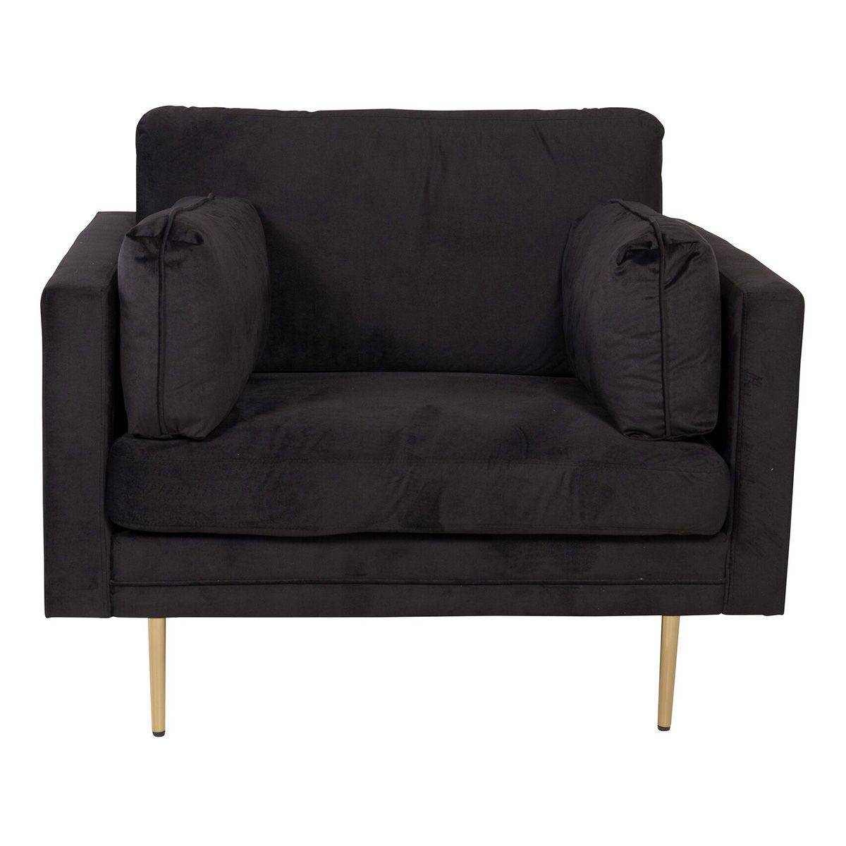 Paris Prix - Fauteuil Design en Velours "Boom" 110cm Noir & Or - Image 1
