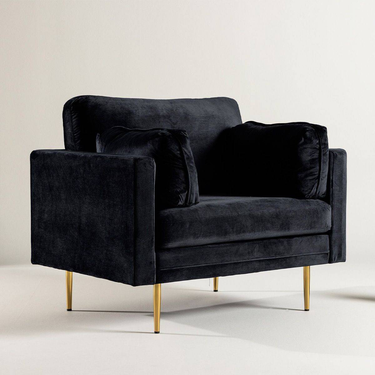 Paris Prix - Fauteuil Design en Velours "Boom" 110cm Noir & Or - Image 7