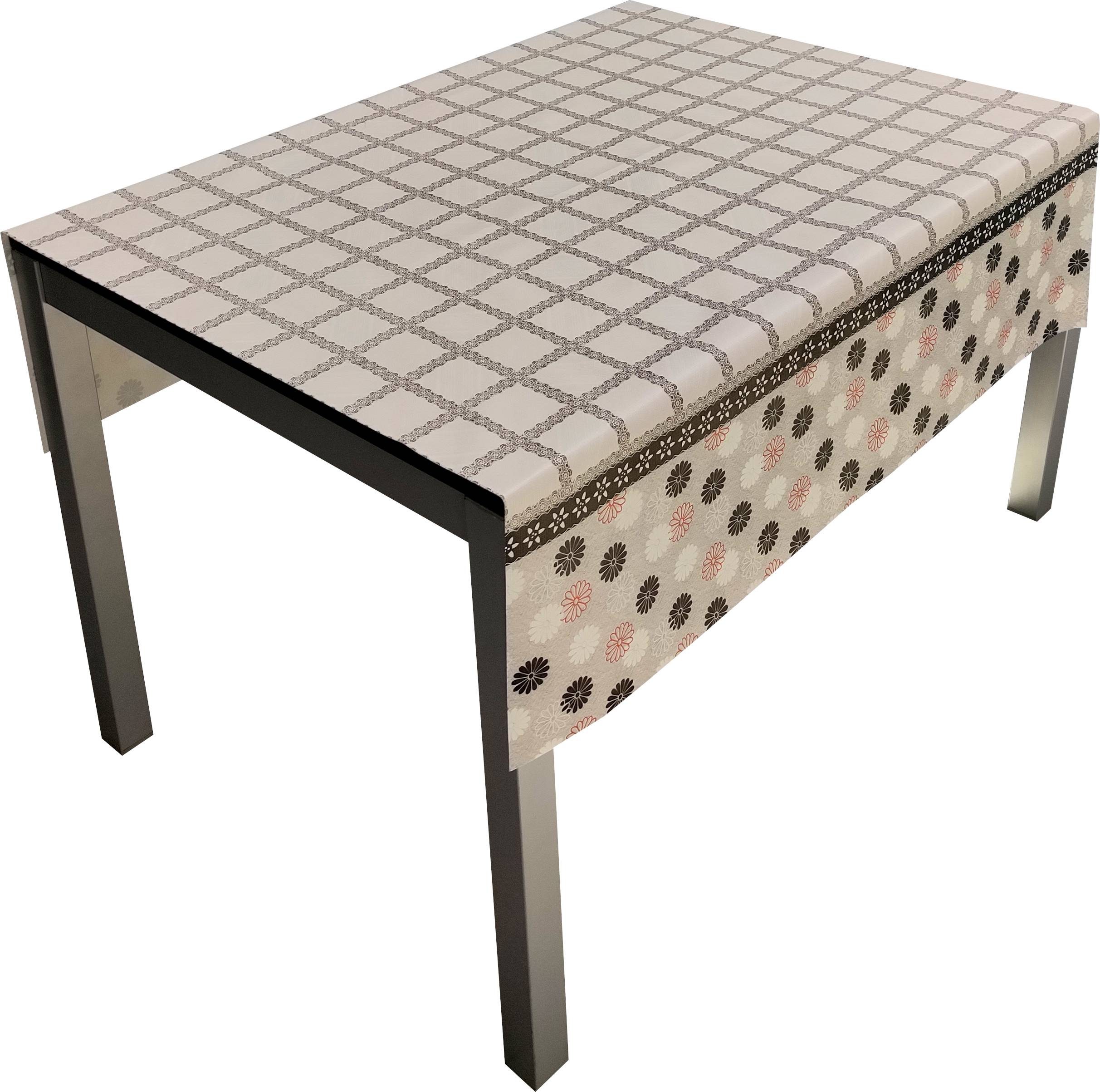 Nappe Composition PVC Base Polyester Anti-taches Fleurs Carré Taille 140X250 CM - Image 1