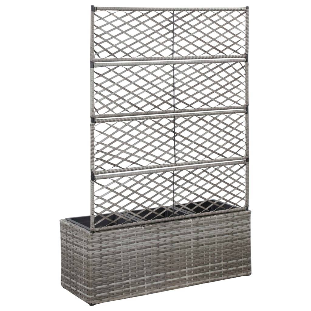 Helloshop26 - Jardinière lit surélevé plantes fleurs jardin en treillis 3 pots 83 x 30 x 130 cm résine tressée gris - Imagen 3