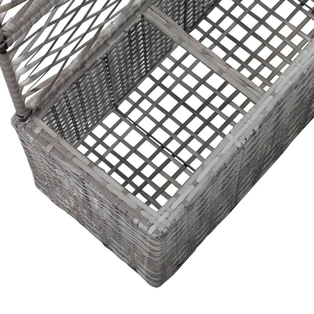 Helloshop26 - Jardinière lit surélevé plantes fleurs jardin en treillis 3 pots 83 x 30 x 130 cm résine tressée gris - Imagen 6