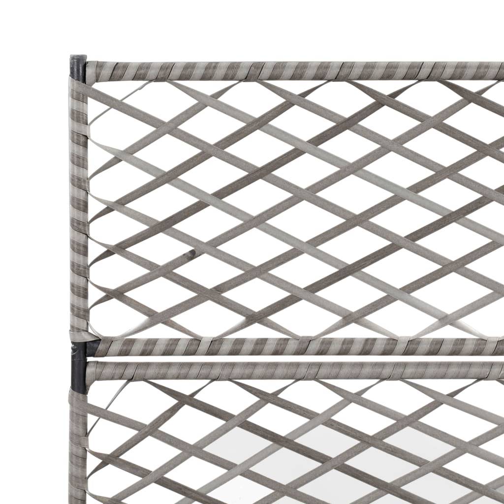 Helloshop26 - Jardinière lit surélevé plantes fleurs jardin en treillis 3 pots 83 x 30 x 130 cm résine tressée gris - Imagen 5