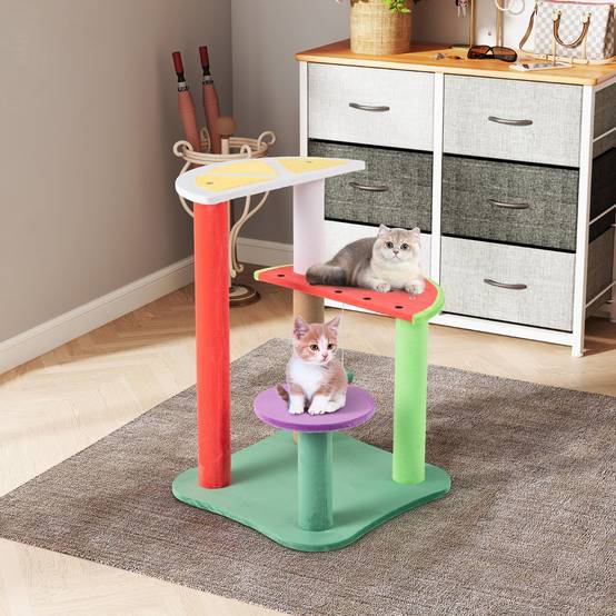 Arbre à Chat Mignon de 69cm Tour pour Chat Multiniveau Esthétique en Fruits avec Plateformes - Image 2
