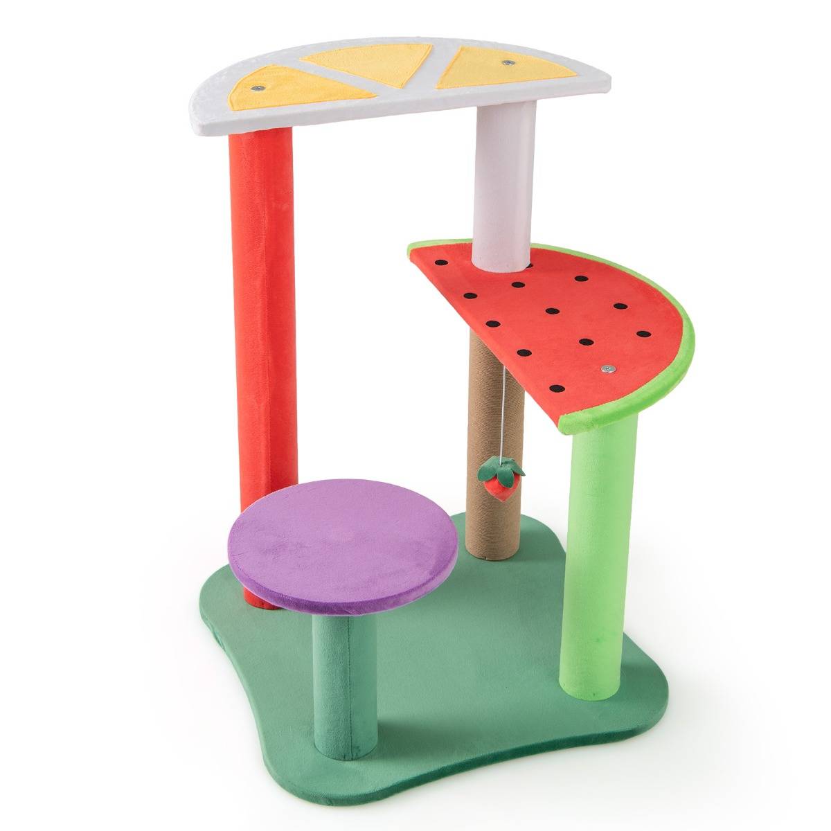 Arbre à Chat Mignon de 69cm Tour pour Chat Multiniveau Esthétique en Fruits avec Plateformes - Image 1