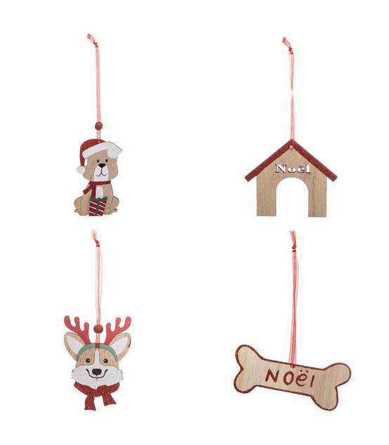 Sujet de Noël en Bois Kit 4 pièces Autour du Chien - Image 1