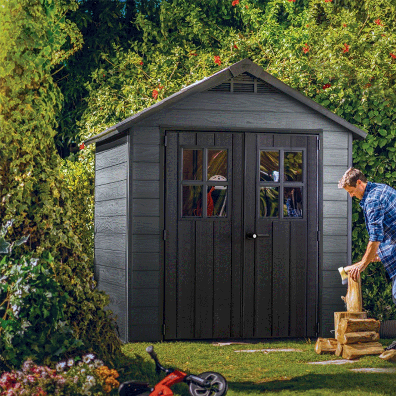 Keter - Abri de jardin résine Keter 5m2 – WOODIUM® 757 - Anthracite - Imagen 1