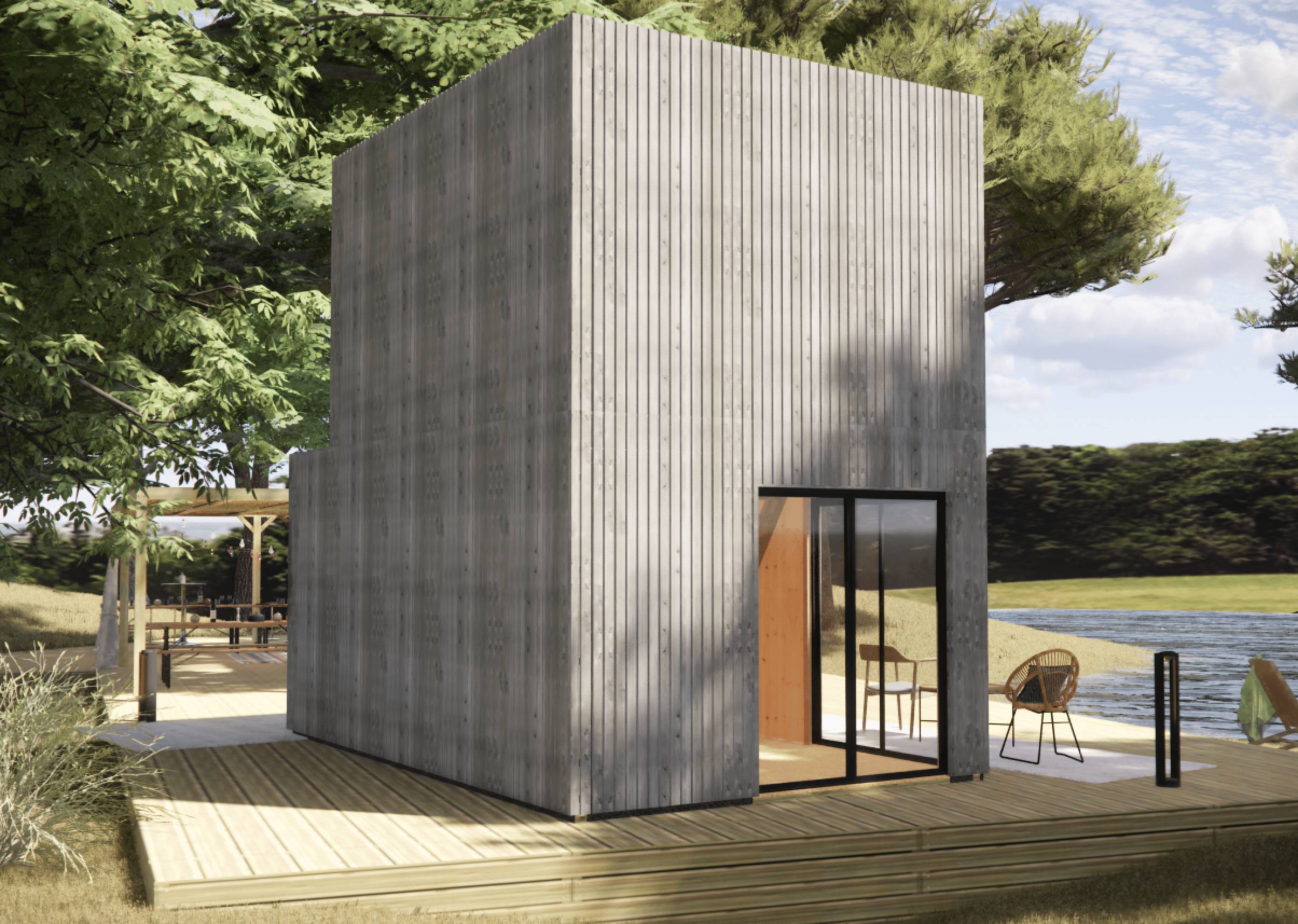 Bureau de jardin 4 saisons en bois 5,5 x 3,5 x 2,7 m / isolation RE2020 avec mezzanine et terrasse - Image 10