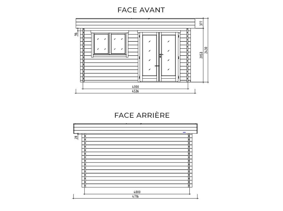 Direct Abris - Chalet de jardin bois JULIA - Epicéa - 16m² - 400 x 400 cm - Abri bois naturel - Imagen 4