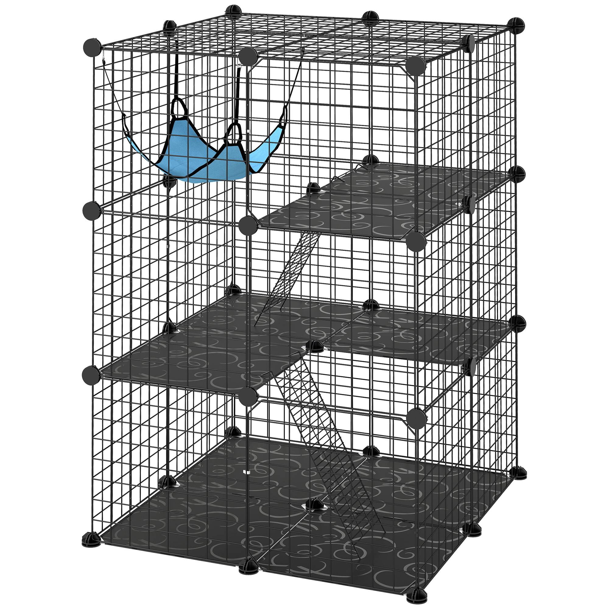 Cage chat intérieur 105 cm enclos acier 3 portes design DIY chatons moins de 4 kg - Image 2