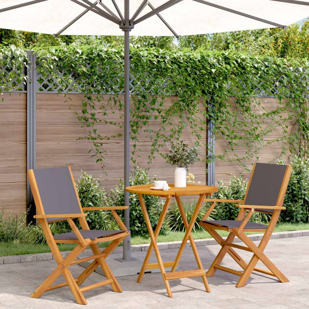 Maison Chic - Ensemble 3 pcs de bistro - Salon De Jardin - Mobilier extérieur anthracite tissu et bois massif MI477 - Image 2