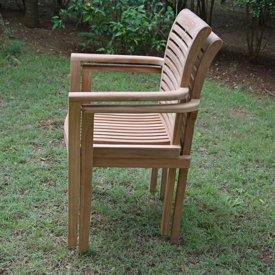 Fauteuils de jardin empilables en teck Samoa (lot de 2) - TECK'Attitude - Image 4