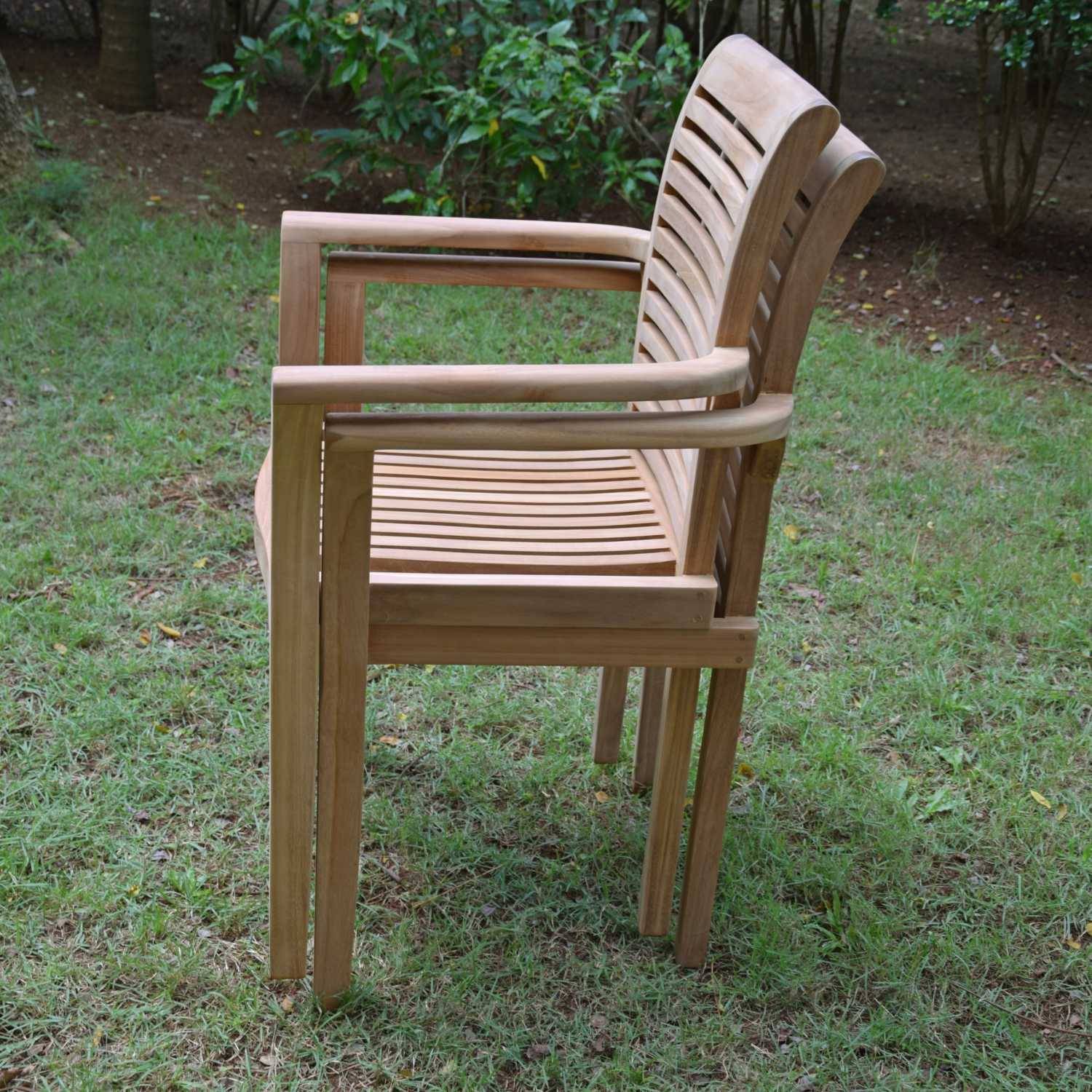 Fauteuils de jardin empilables en teck Samoa (lot de 2) - TECK'Attitude - Image 4