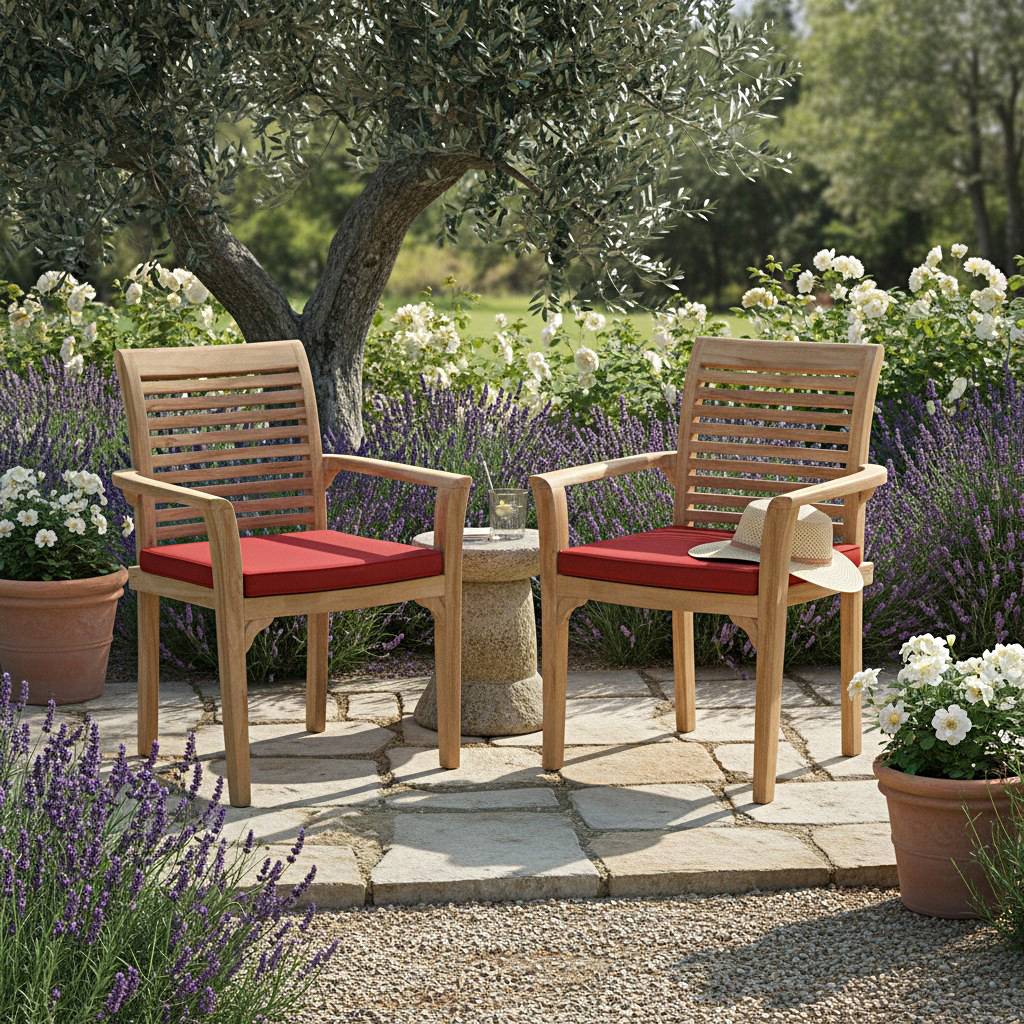 Fauteuils de jardin empilables en teck Samoa (lot de 2) - TECK'Attitude - Image 5