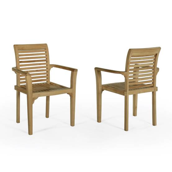 Fauteuils de jardin empilables en teck Samoa (lot de 2) - TECK'Attitude - Image 1