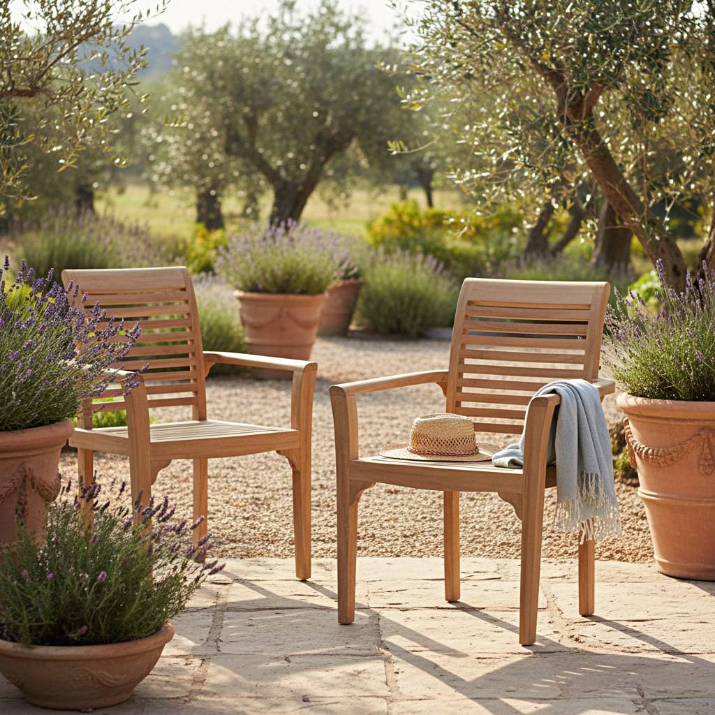 Fauteuils de jardin empilables en teck Samoa (lot de 2) - TECK'Attitude - Image 3