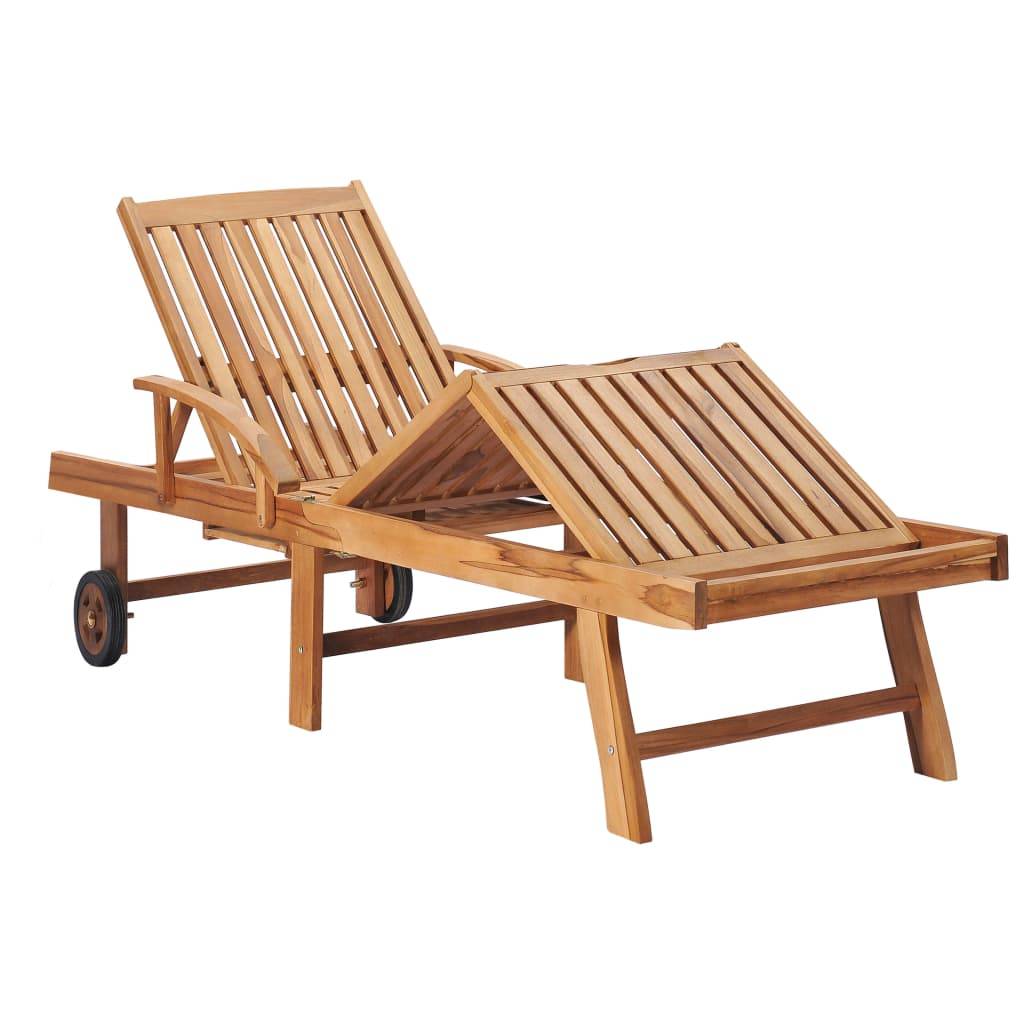 Helloshop26 - Lot de 2 transats chaise longue bain de soleil lit de jardin terrasse meuble d'extérieur avec table et coussin bois de teck solide - Imagen 4