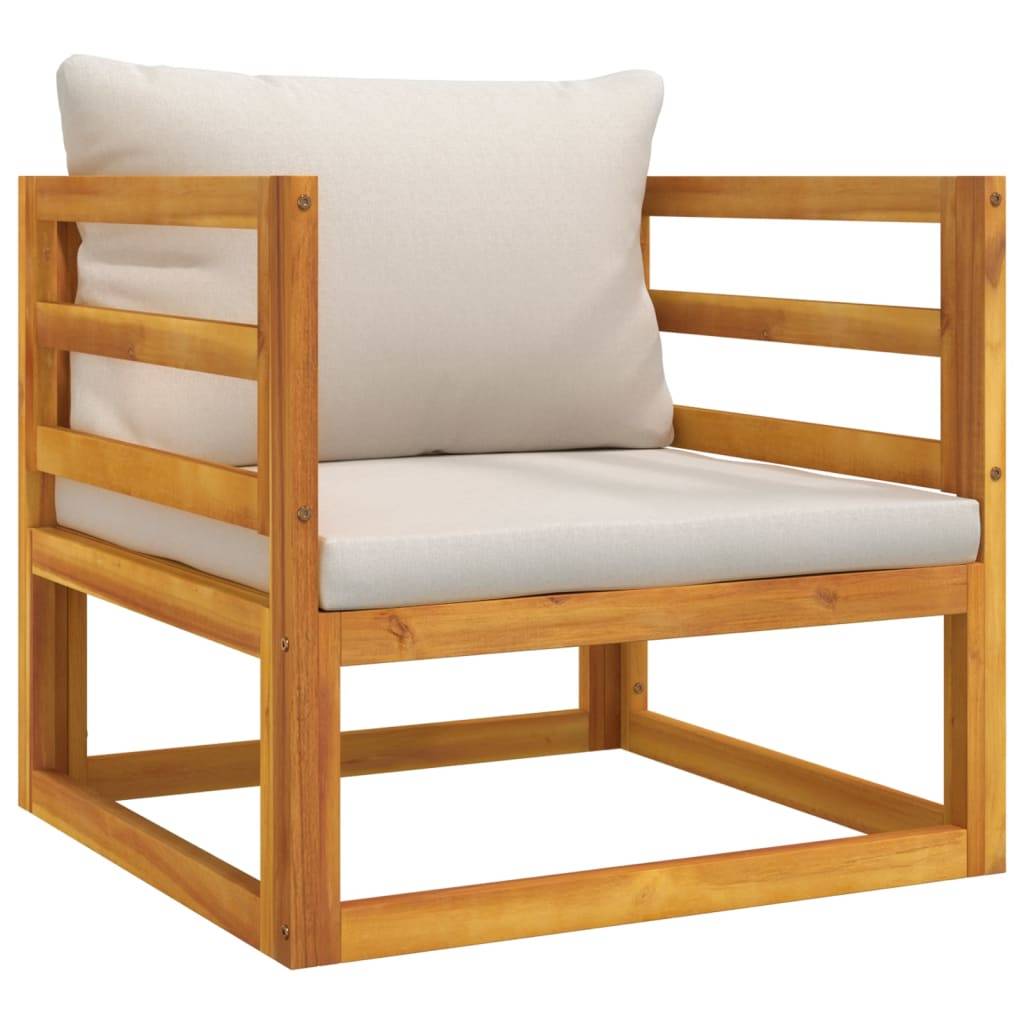 Helloshop26 - Salon de jardin meuble d'extérieur ensemble de mobilier 5 pièces avec coussins gris clair bois massif - Imagen 3