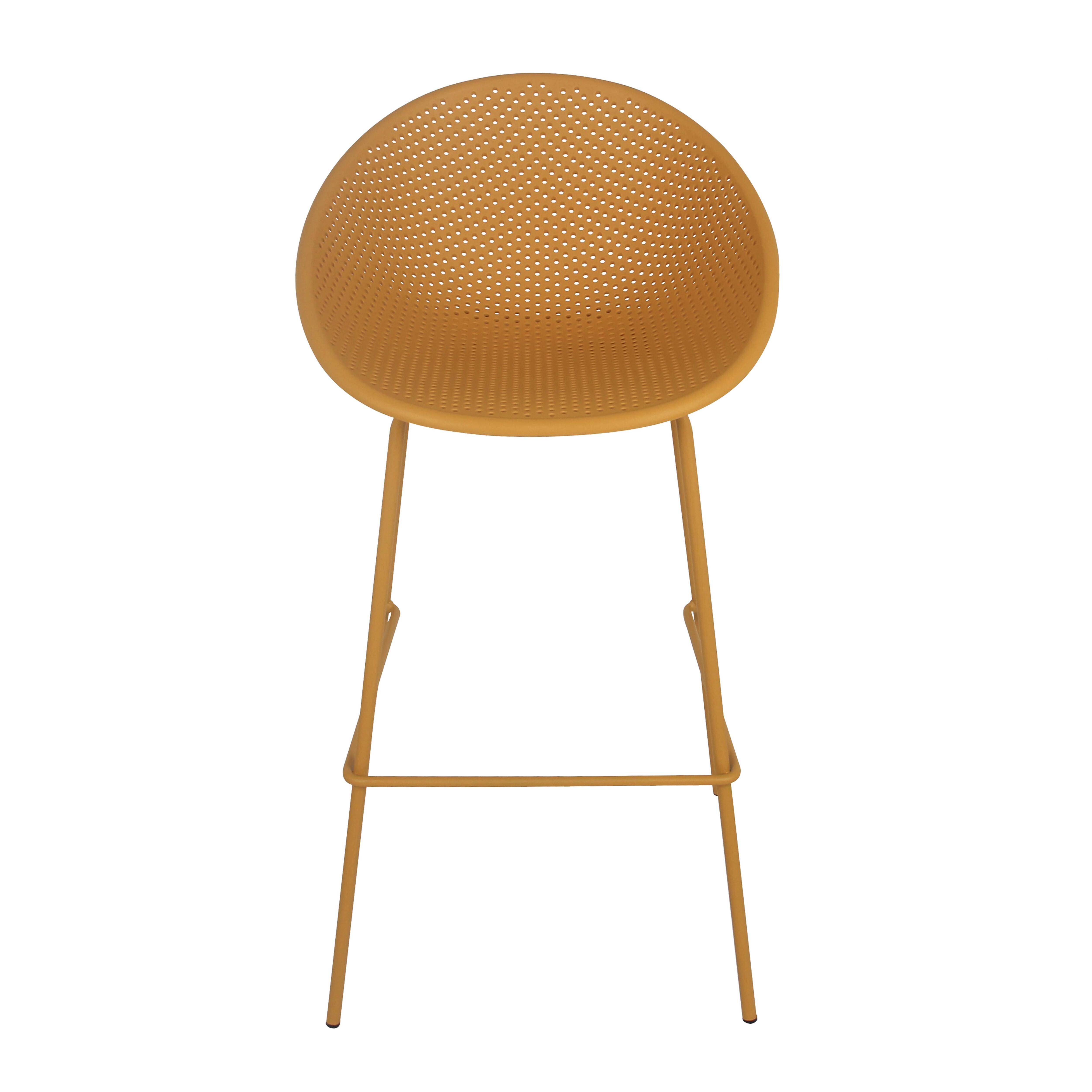 Oviala - Lot de 4 chaises hautes de terrasse en plastique jaune moutarde Buda - Oviala - Image 4