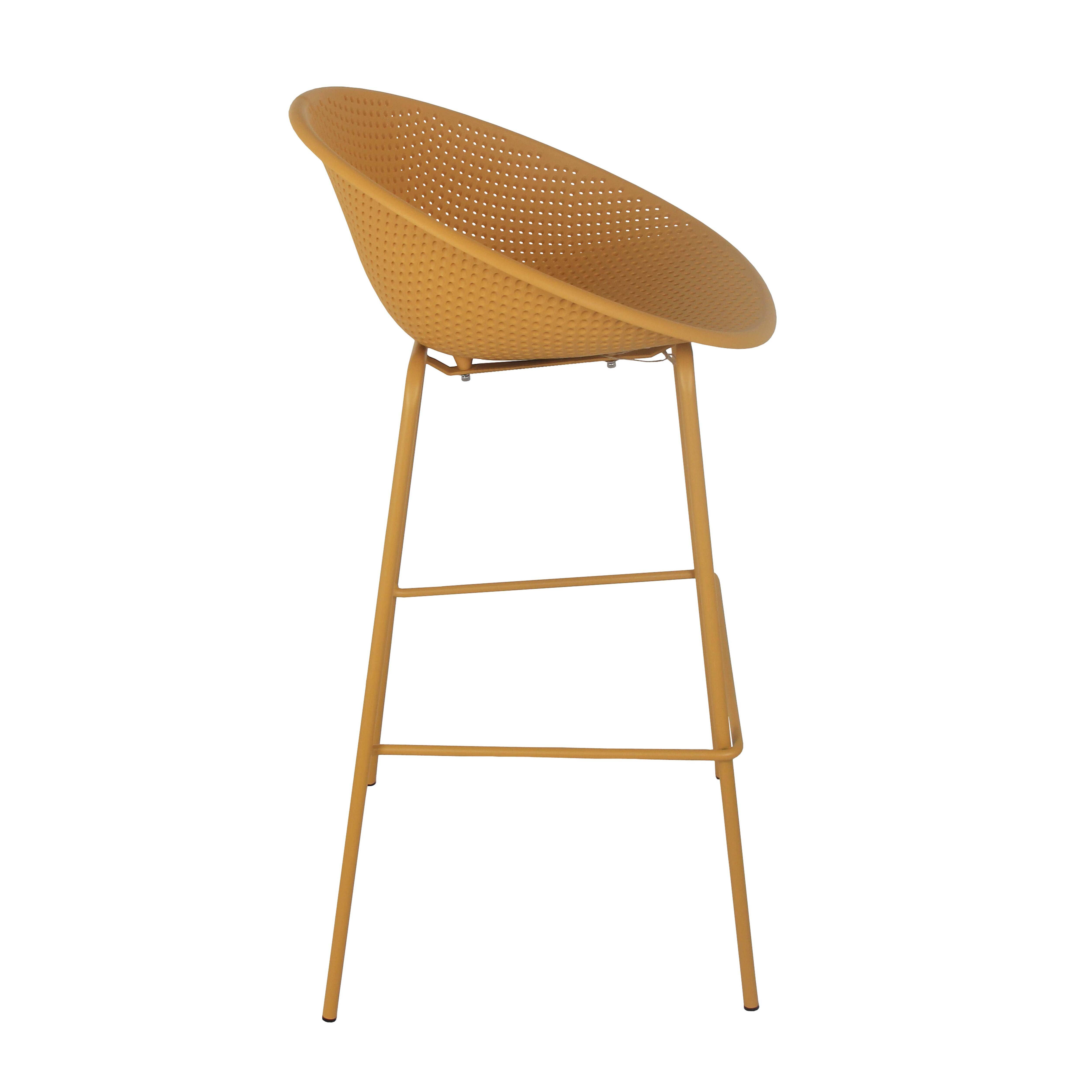 Oviala - Lot de 4 chaises hautes de terrasse en plastique jaune moutarde Buda - Oviala - Image 3