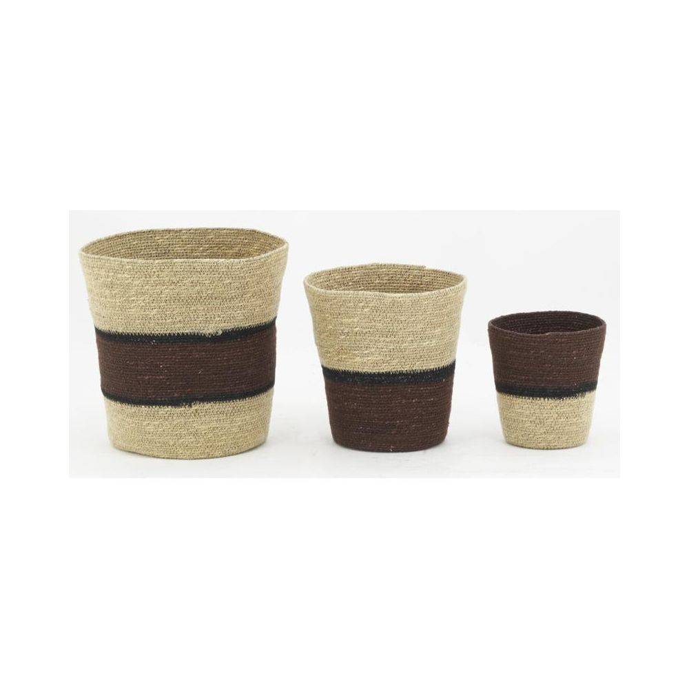 Aubry Gaspard - Cache-pots en jonc naturel et teinté marron - Image 4