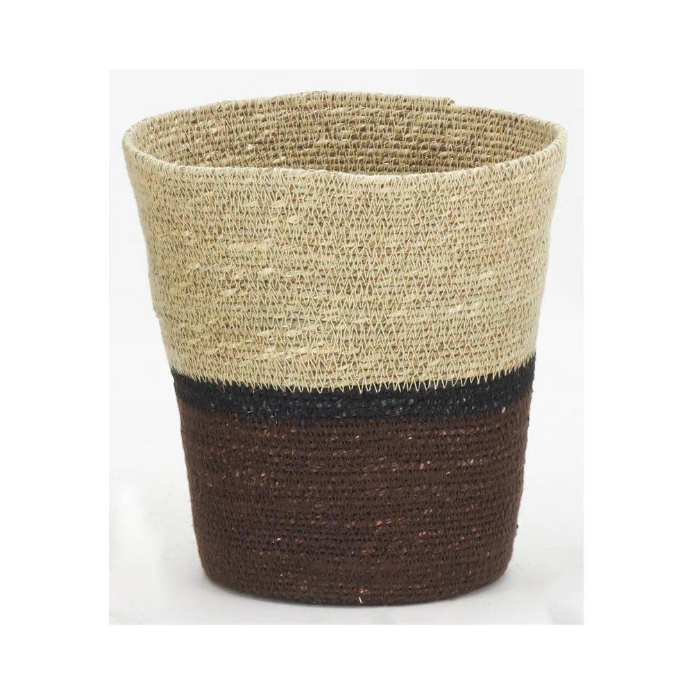 Aubry Gaspard - Cache-pots en jonc naturel et teinté marron - Image 2