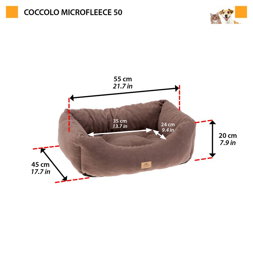 Ferplast - Canapé Lit pour Chiens et Chats COCCOLO MICROFLEECE 50 Doux Micropolaire Lavable Taupe - Imagen 2
