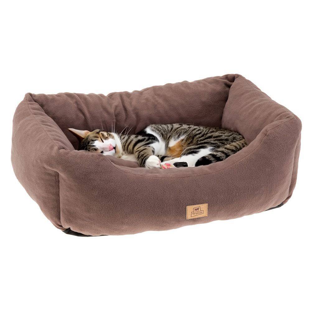 Ferplast - Canapé Lit pour Chiens et Chats COCCOLO MICROFLEECE 50 Doux Micropolaire Lavable Taupe - Imagen 4