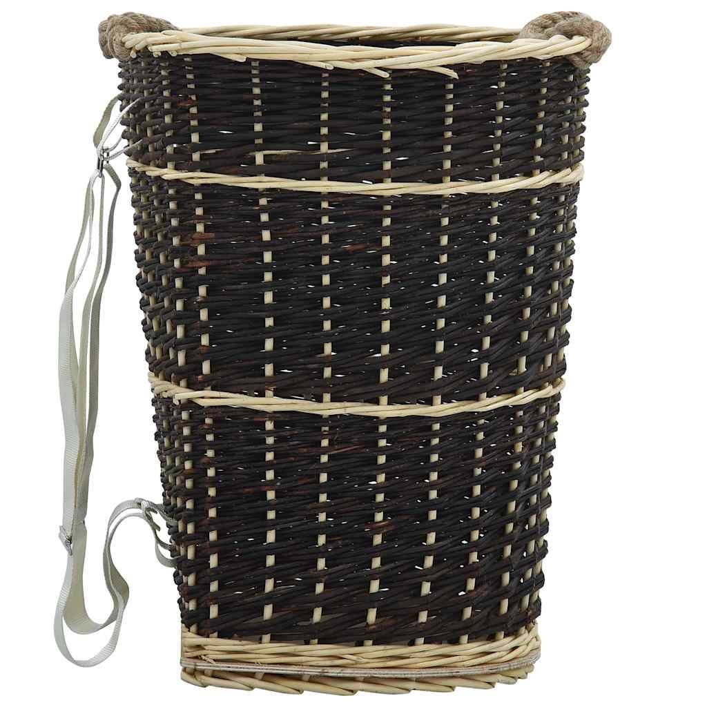 Grand sac à dos panier à bûches en osier naturel transport bois 58 cm – ComfortXL Outdoor Living - Image 1